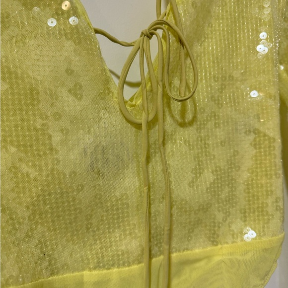 NWT Bardot Yellow Sequin Bodysuit - Picture 6 of 9
